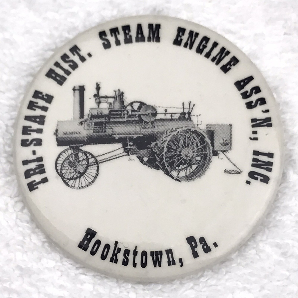 Tri-State Historic Steam Engine Assn Vintage Pinback Hookstown Russell White